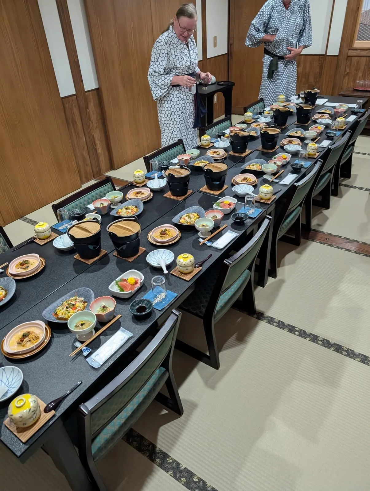 Dinner setting at Kamesei Ryokan