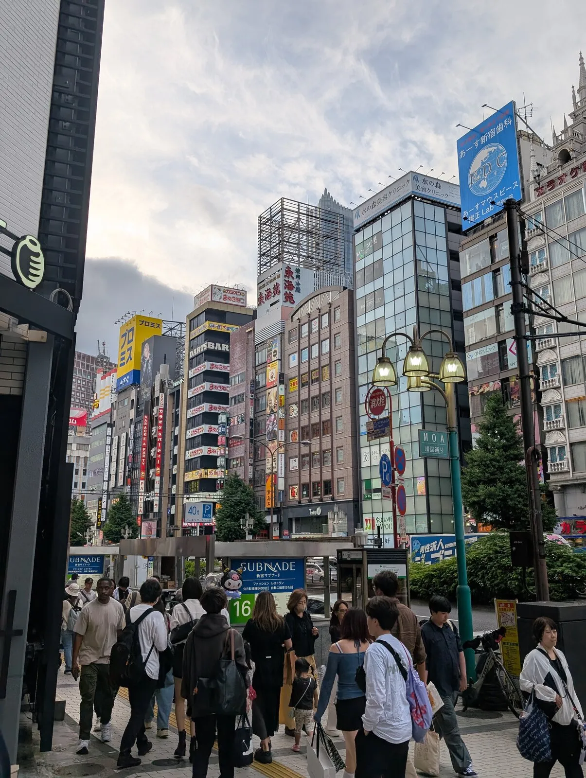 Shinjuku street scene on the first evening in Tokyo