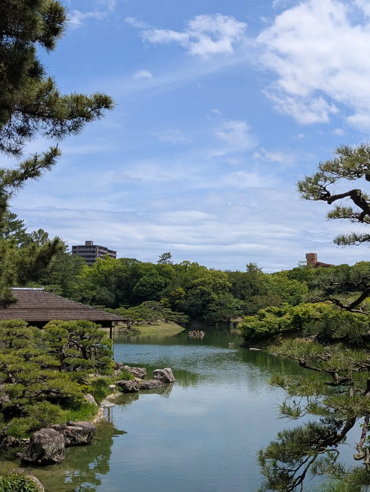Pond and trees at Ritsurin Garden in Takamatsu